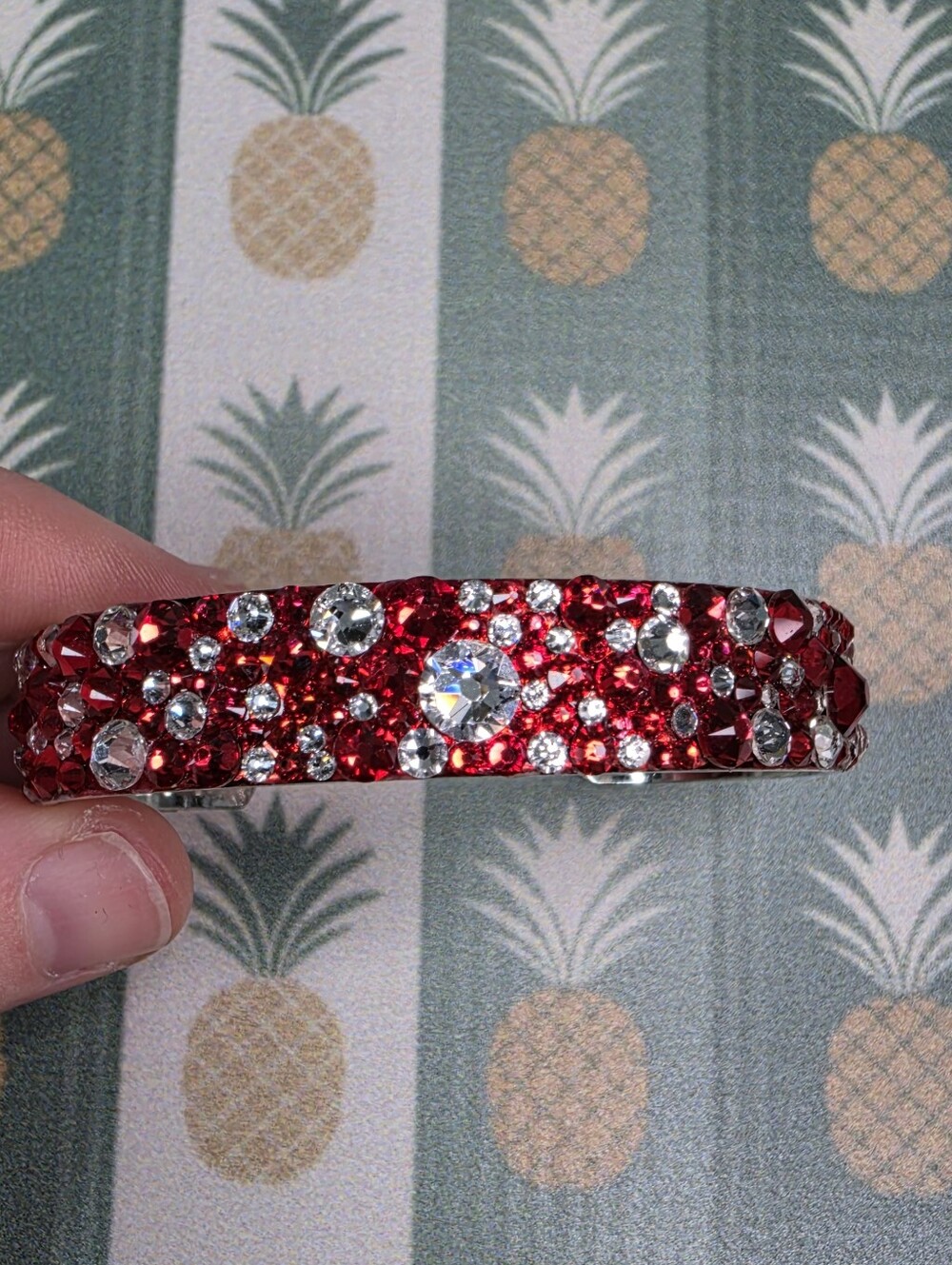 Stefanie Somers Custom Red Crystal Pavé Bangle Bracelet